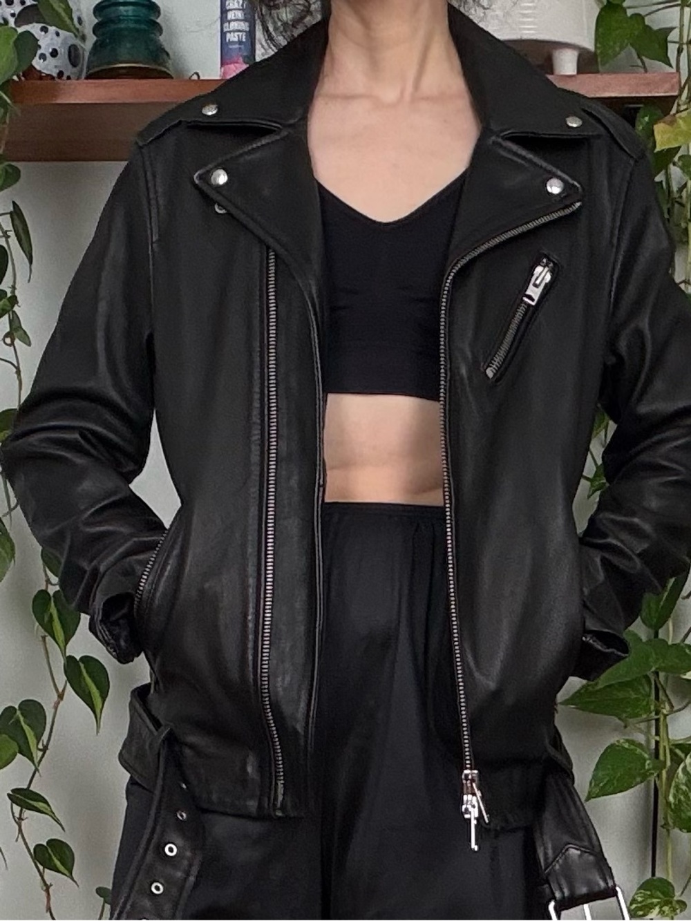 ALL SAINTS Classic Black Leather Motorcycle Jacket - XS - Picture 2 of 7